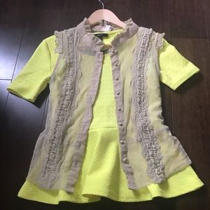 Tan lace button down vest